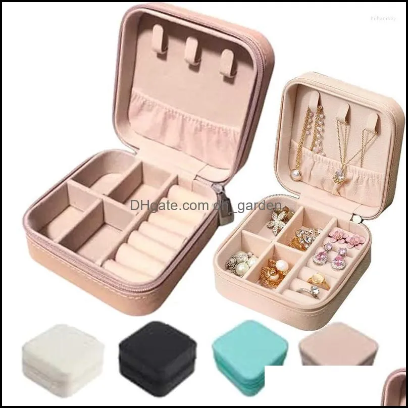 Jewelry Pouches PU Leather Portable Storage Box Travel Organizer Case Earrings Necklace Ring Aesthetic Display