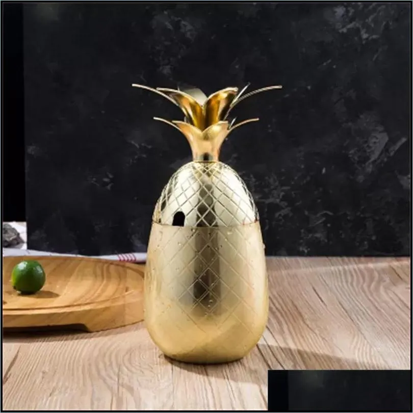 500ml Pineapple Cocktail Cup Moscow Mule Mugs Stainless Steel Wine Glass Cups Originality Metal Copper Cup Personality