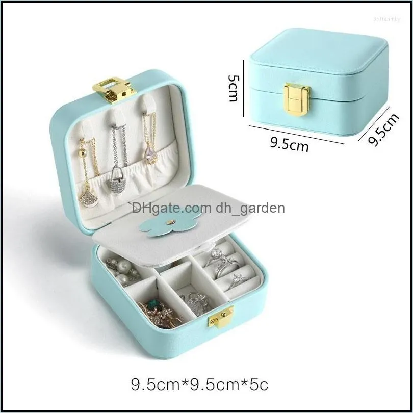 Jewelry Pouches With Makeup Mirror Earrings Storage Box Simple And Portable Retro Style