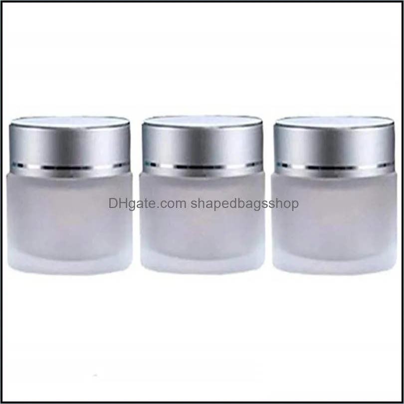 5g Frosted Glass Cosmetic Jar Empty Face Cream Lip Balm Storage Container Refillable Sample Bottle with Silver Lids 5ml YTH1636-5