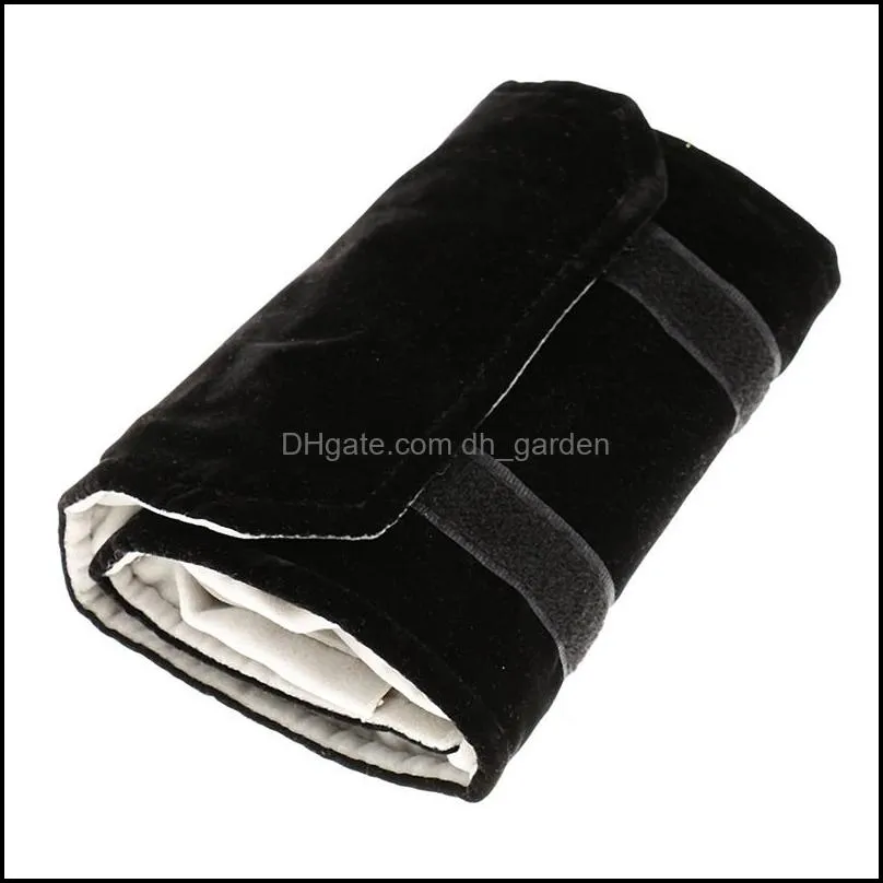 Jewelry Pouches Jewelery Roll Bag Made Of Flannel For Ring Storage When Traveling - Black Gray Small