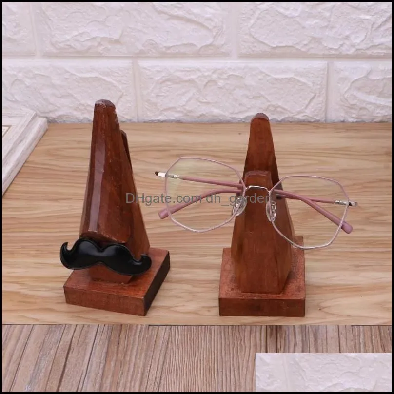 Jewelry Pouches Wooden Nose Shaped Eyeglass Holder Wood Sunglasses Spectacle Display Stand Unique Desktop Accessory And Gifts Home