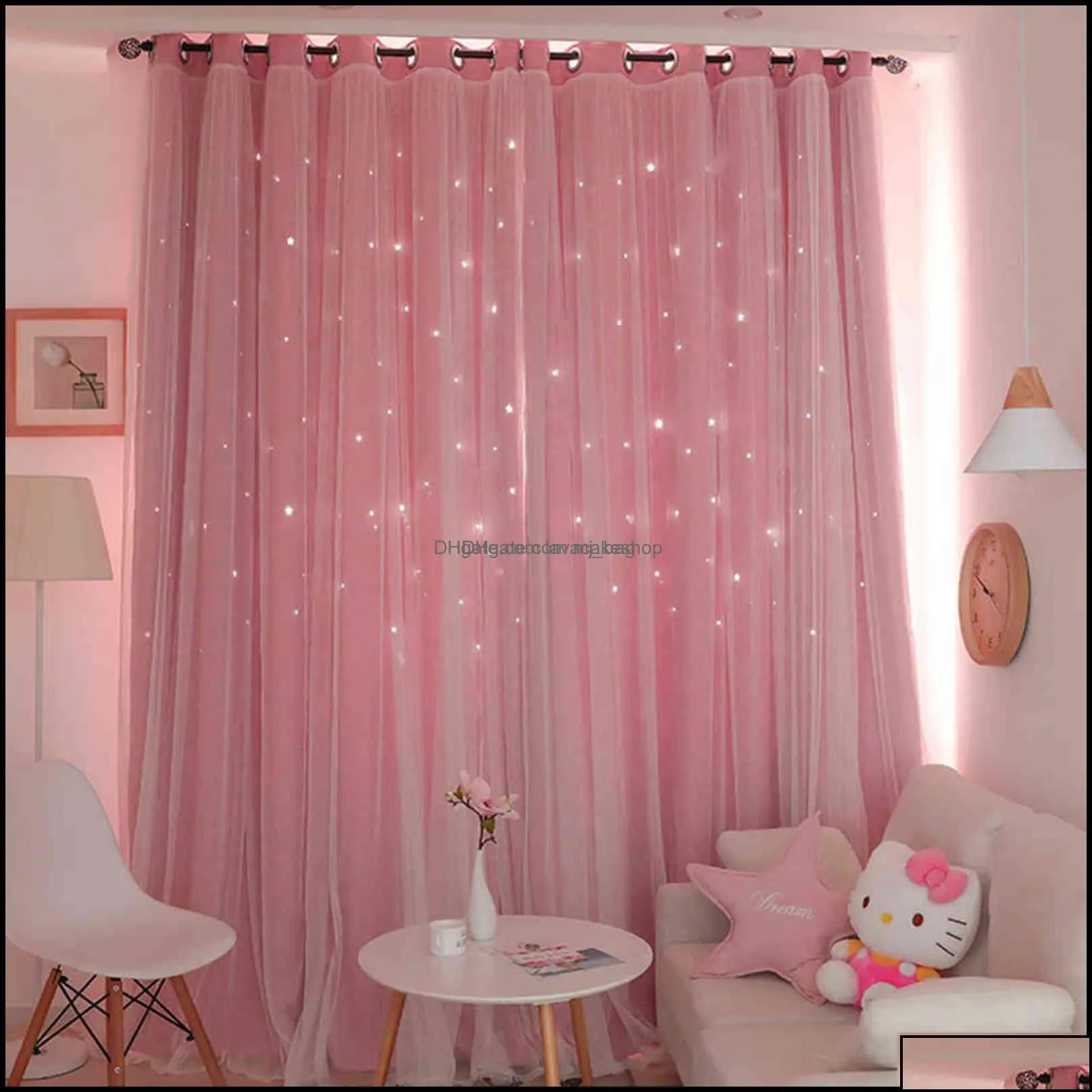 curtain window treatments home textiles garden hollow star thermal insated blackout curtains for living room bedroom blinds stitched