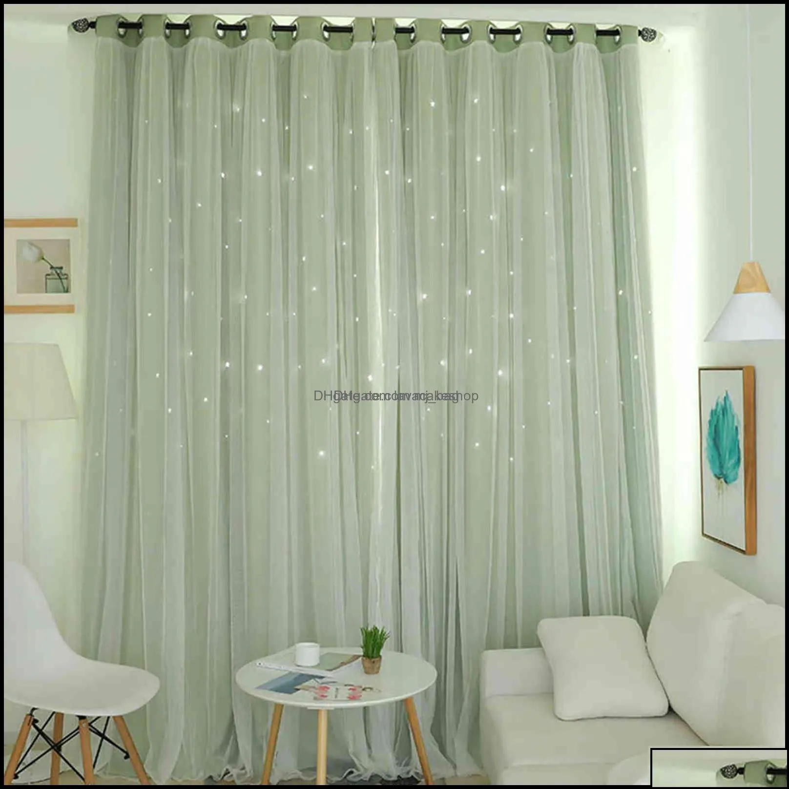 curtain window treatments home textiles garden hollow star thermal insated blackout curtains for living room bedroom blinds stitched