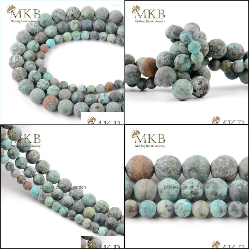 see pic 6/8/10mm Natural Matte Africa Turquoises Stone Beads For Jewelry Making 15inch Spacer Diy Bracelet Accessories Wholesalesee pic
