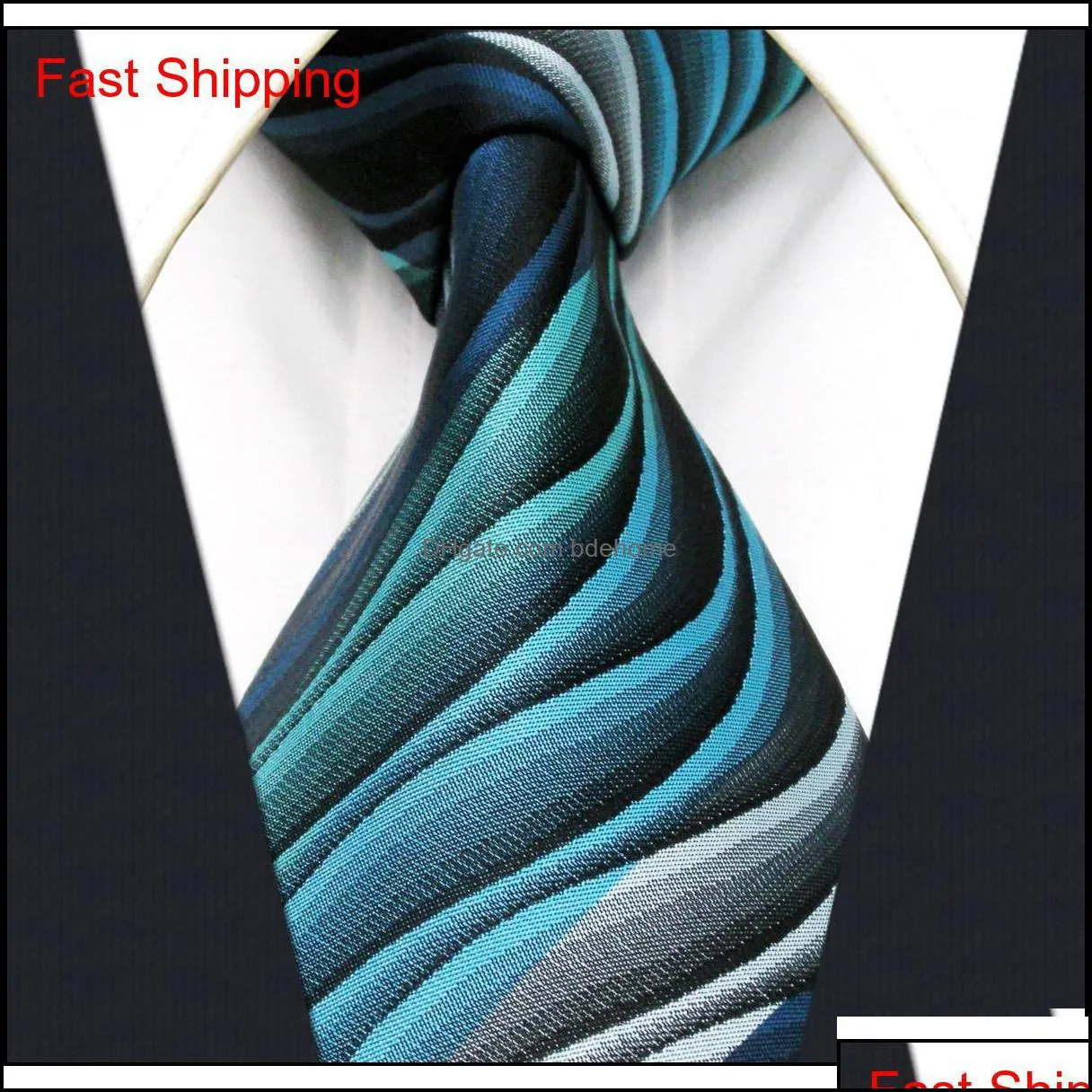 y23 turquoise multicolor ripple abstract classic silk extra long size mens necktie tie fjbg9