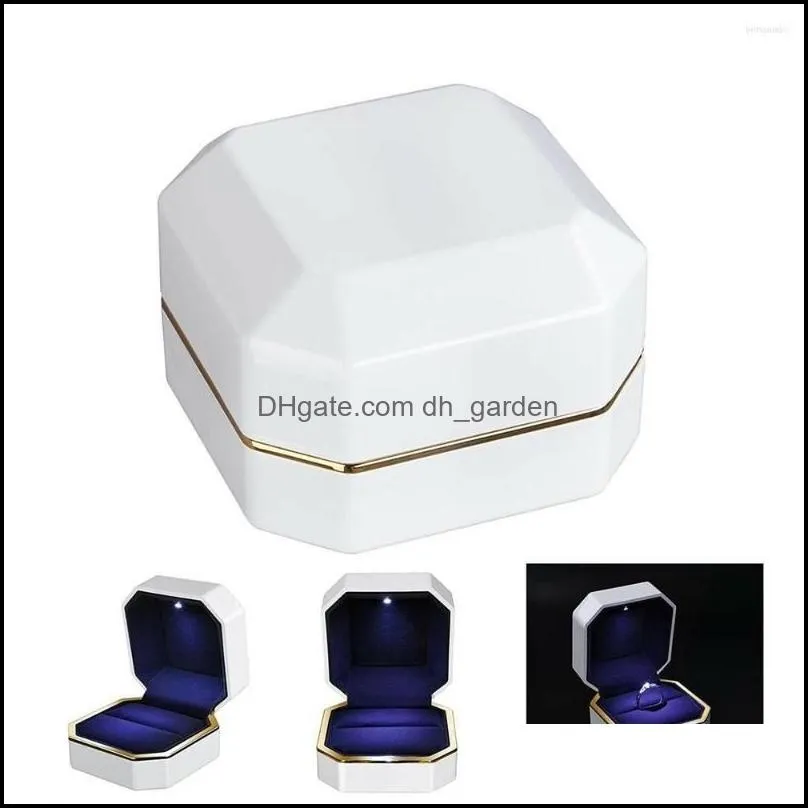 Jewelry Pouches Luxury High-grade Paint LED Light Ring Box Velvet Gift Wedding Engagement