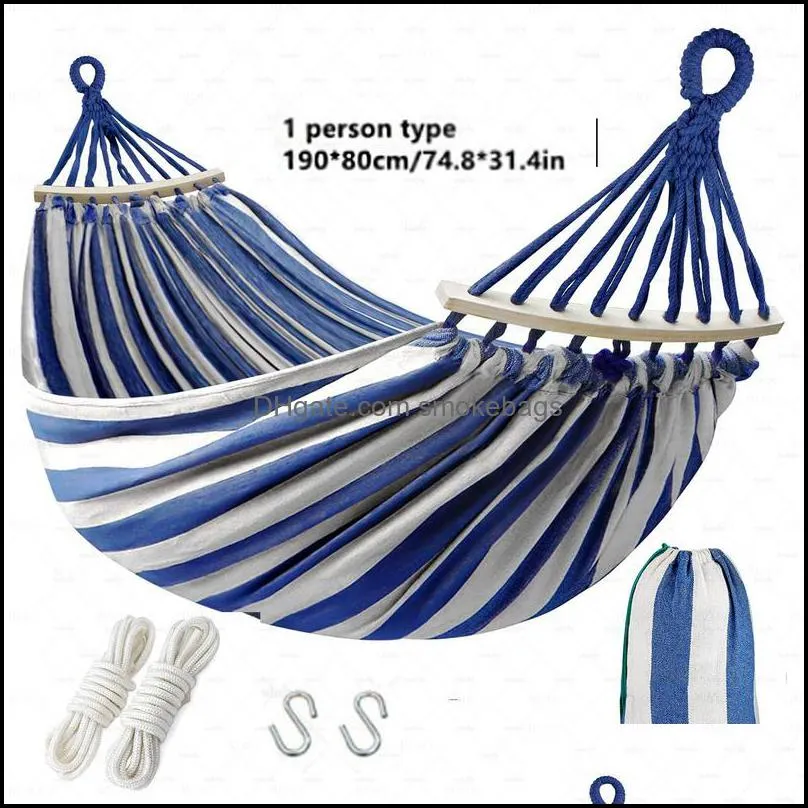 Thick Outdoor Hammock Cotton Adult Child Sleep Portable Hanging Bed Camping Beach Garden Single People Travel Swing Hammock 220606