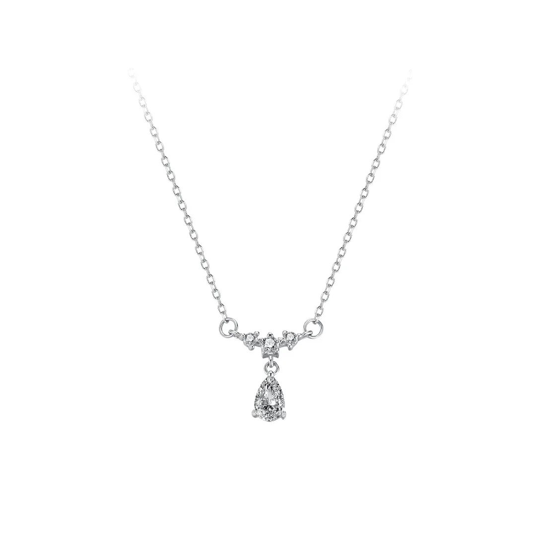 925 sterling silver exquisite zircon drop necklace clavicle chain for women simple temperament wedding party jewelry