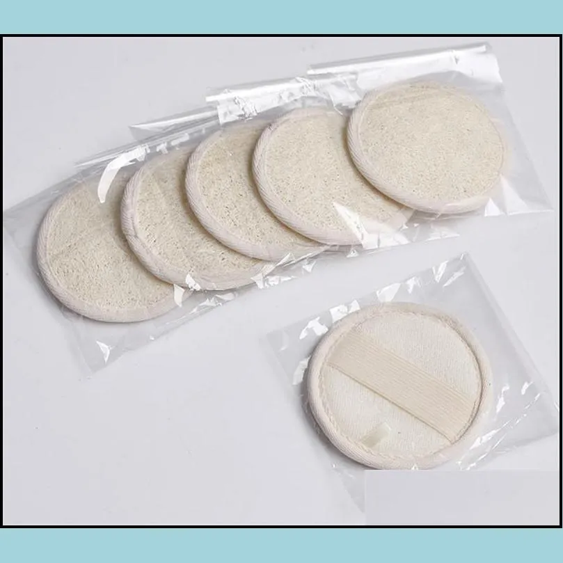 8cm round shaped natural loofah pad exfoliating face sponge remove the dead skin spa massage loofah sponge bath sponge