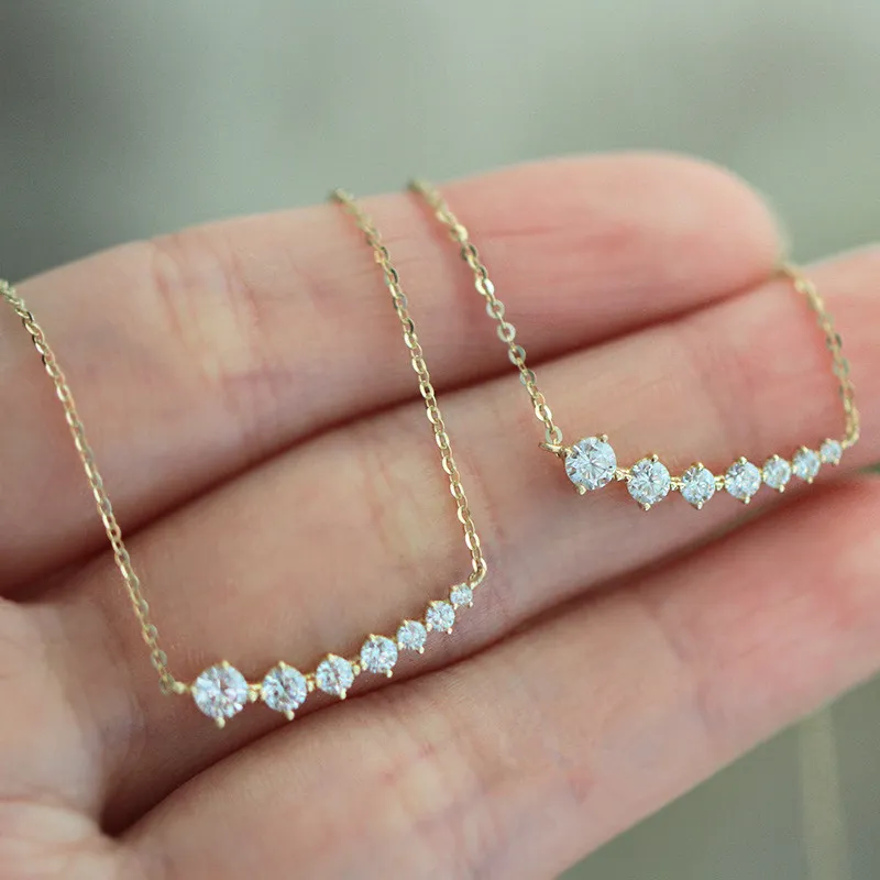 925 sterling silver simple pave crystal sparkling smile clavicle chain necklace women light luxury wedding jewelry accessories necklaces aliexpress