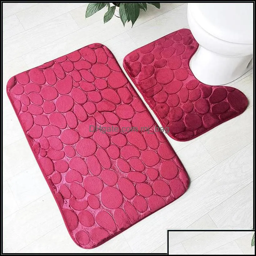 bath mats bath mat 2 piece set cobblestone pattern toilet er foot pad non-slip absorbent bathroom doormat flannel soft rug car bdebag