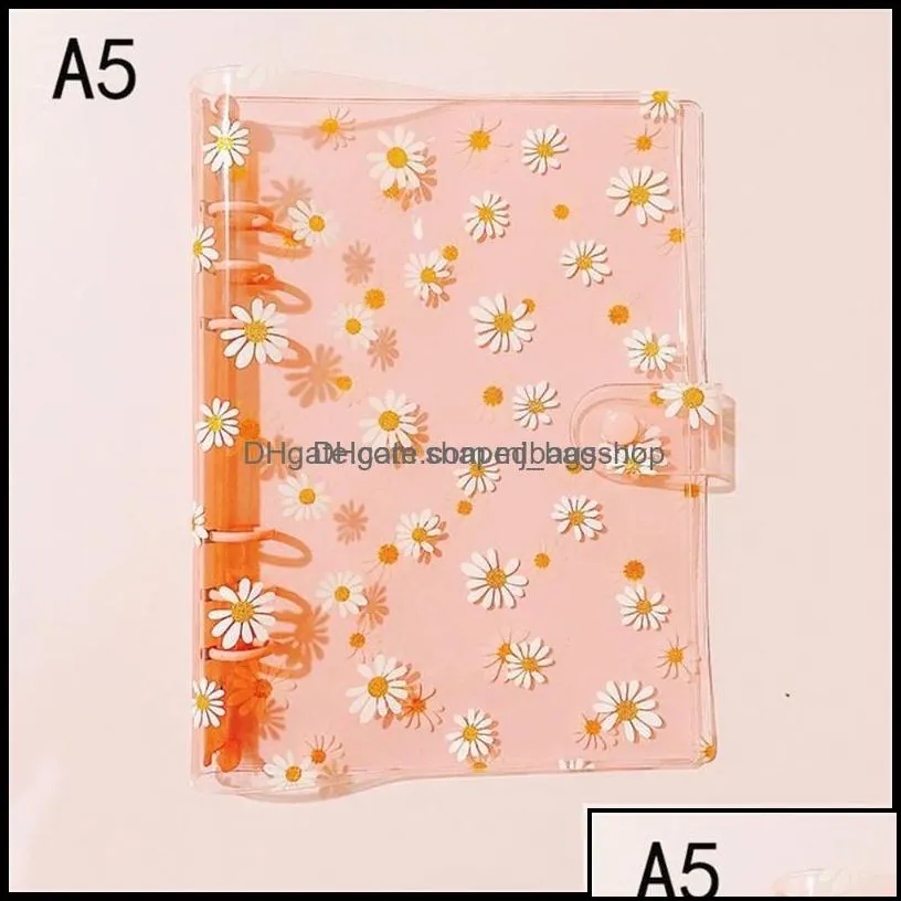 notepads notepads a5/a6 daisy loose-leaf notebook 3 hole pvc transparent binder korea stationery handbook journal fema shapedbagsshop