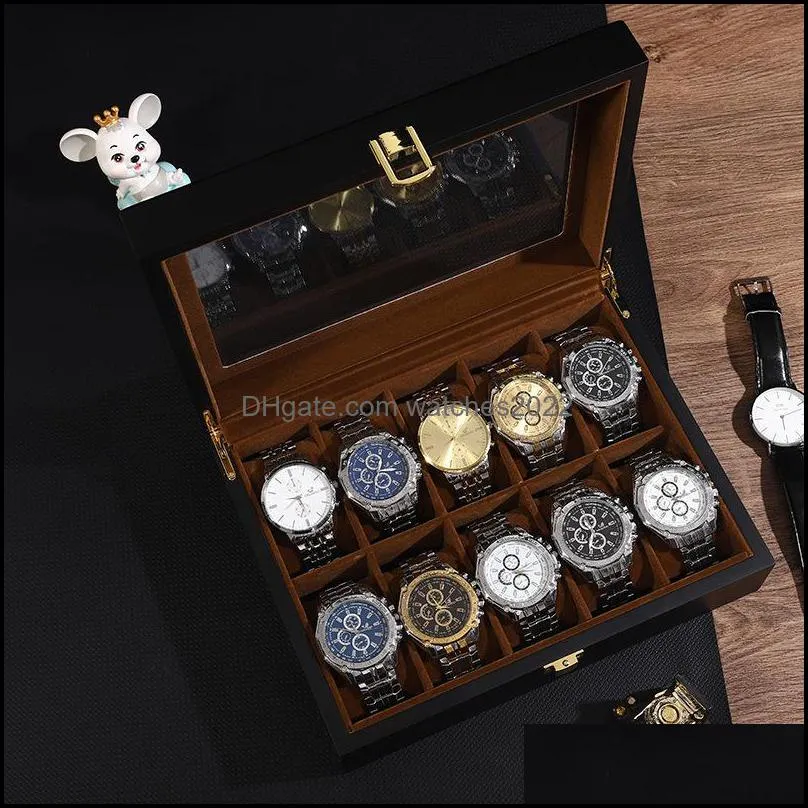 Storage Watch Box Luxury Solid Wood Case Retro Casket Wooden Display Boxes Watches For Men Organizer 12 Seats Collection Cabinet