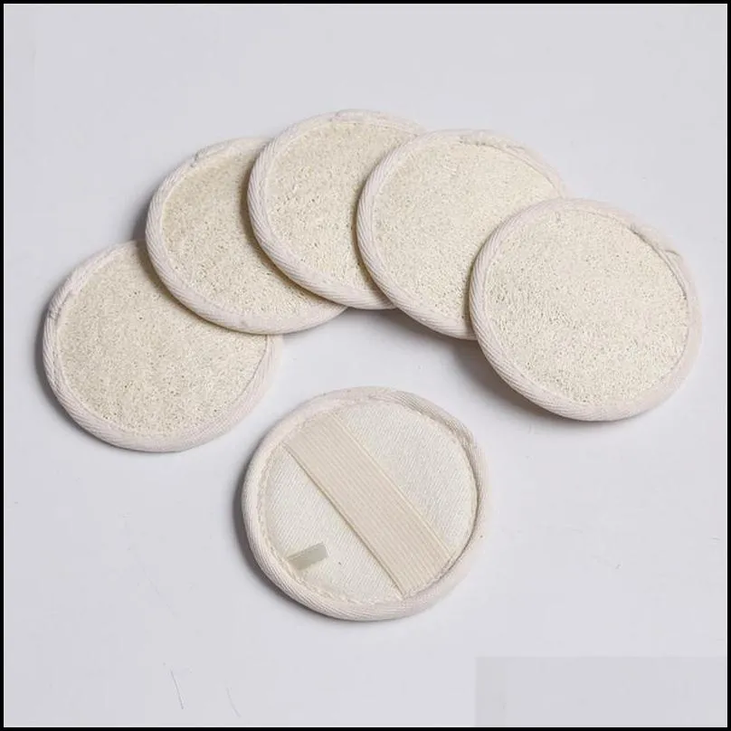 8cm round shaped natural loofah pad exfoliating face sponge remove the dead skin spa massage loofah sponge bath sponge