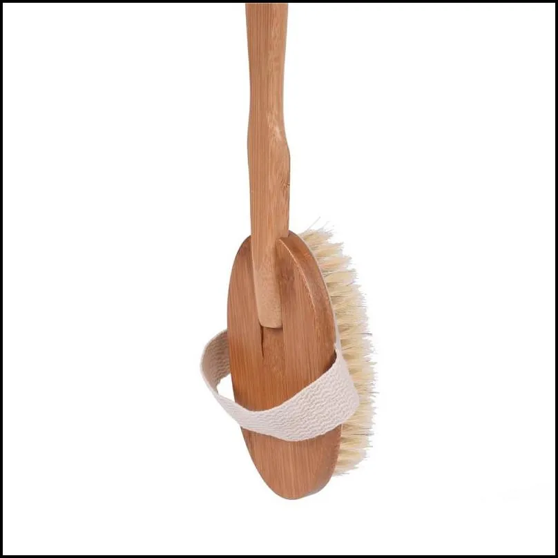 long handle natural boar bristles bath brush back brush with long bamboo handle exfoliating dry skin shower brush