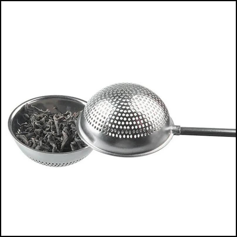 Tea Strainer Ball Push Teas Infuser Loose Leaf Herbal Teaspoon Strainers Filter Diffuser Home Kitchen Bar Drinkware Stainless 0513