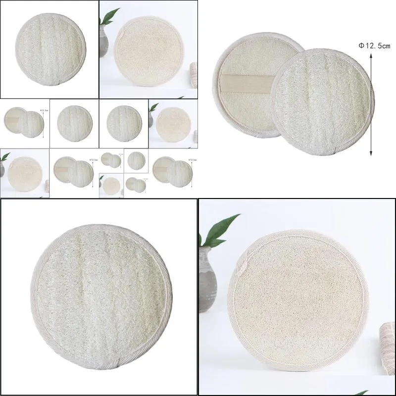 12.5cm round shaped natural loofah pads bath scrubber exfoliating luffa remove the dead skin spa massage powerful cleansing loofah pad