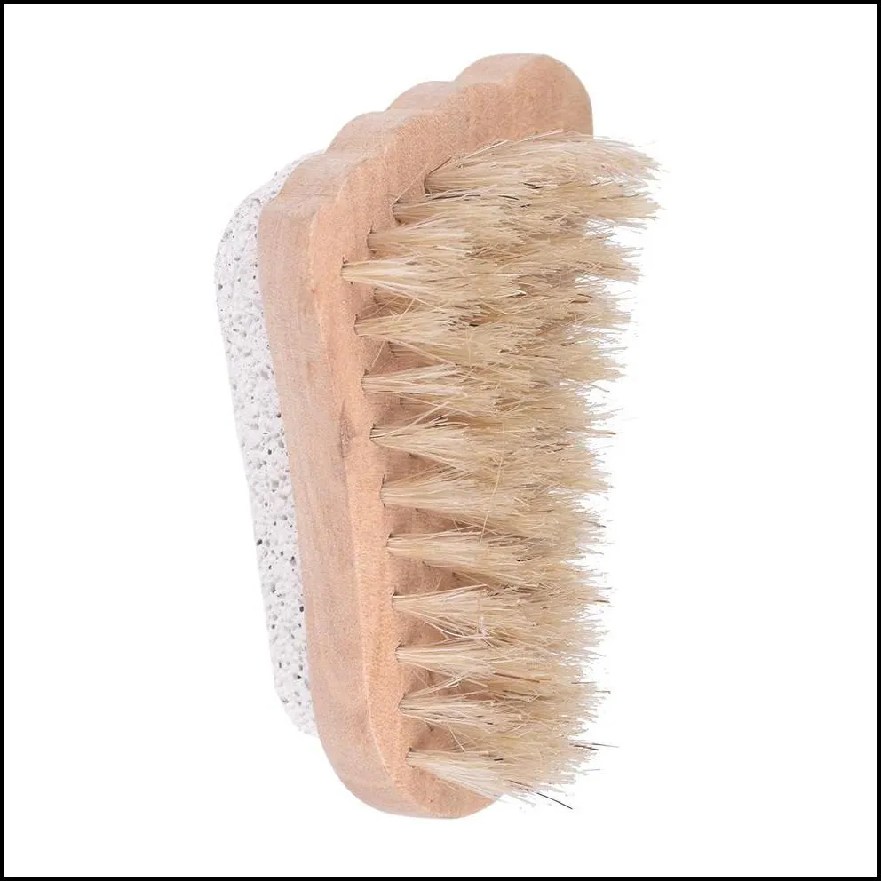 2 in 1 foot exfoliating spa brush pumice stone and soft bristle foot scrub foot cleaning brush