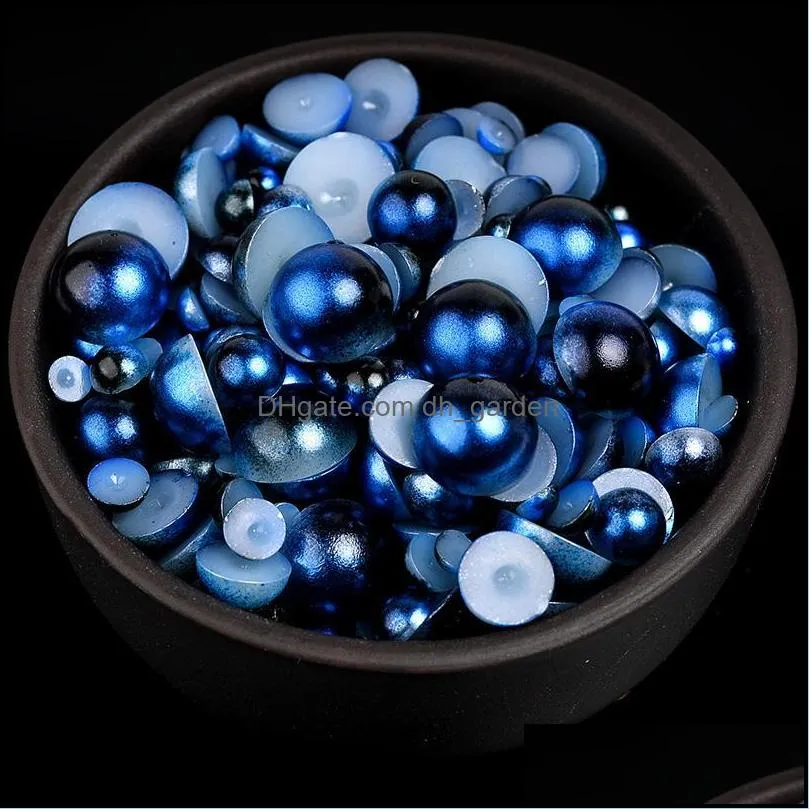 see pic Mix Size ABS Half Round Imitation Pearl Bead Flat Back Scrapbook Beads For Jewelry Making Craft Nails Shoes&Clothing