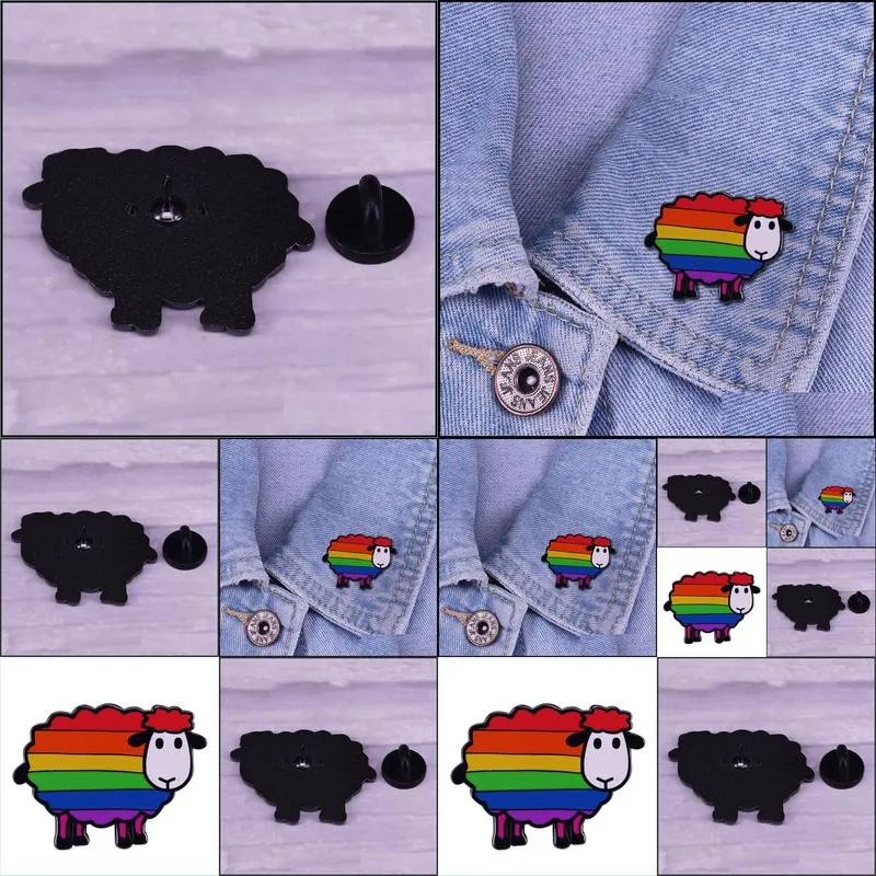 Creativity Sheep Enamel Pins Brooch Collecting LGBTQ Rainbow Lapel Badges Men Women Fashion Jewelry Gifts Adorn Backpack Collar