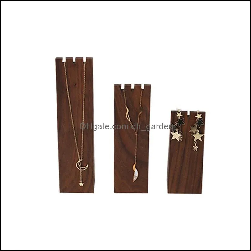 Jewelry Pouches Bags High-end Black Walnut Wood Necklace&Bracelet Display Stand Dark Brown Triangle Storage Po Props 1PC Brit22