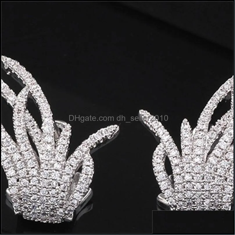 Elegant Famous Brand Design Leaf Shape Zirconia Wedding Earring for Women Luxury Korean Stud Earrings Fashion Jewelry 1728 Q2