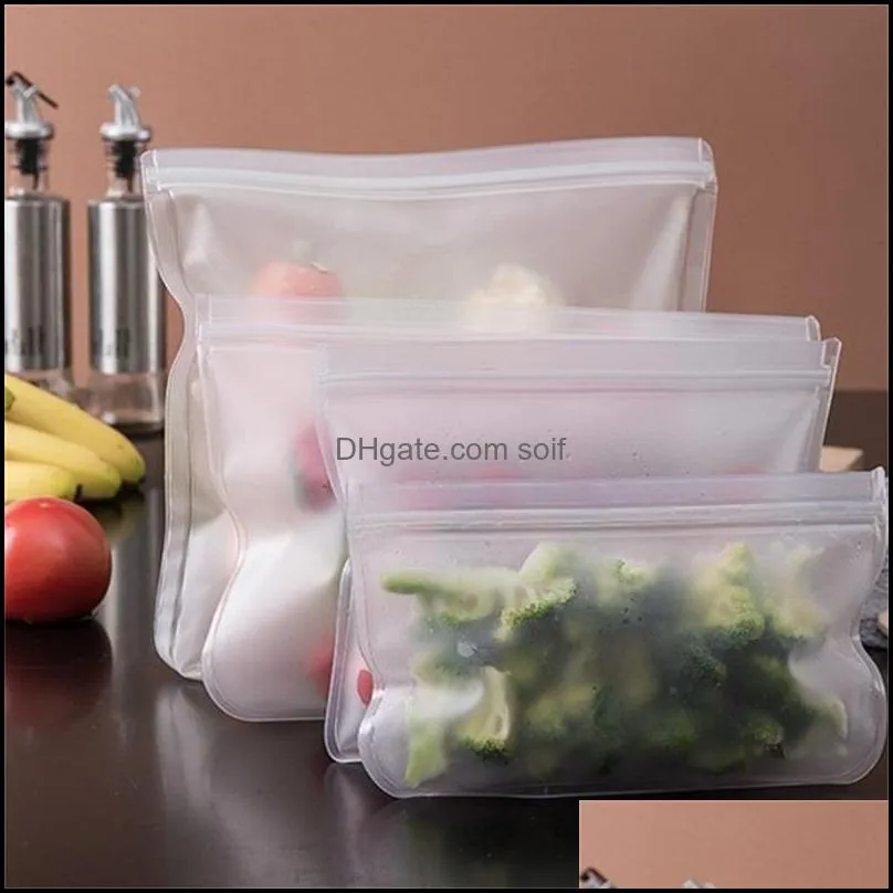 EVA Food  Bag Refrigerator Cleaning Organizer Sealed Rectangle Transparent Storage Containers Kitchen Reusable Fruit Vegetable 3bc