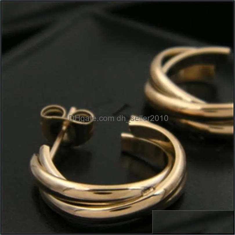 Punk Women three lines connect hook earring Stainless Steel Ear Hoop Earrings Gauges NEW mix mix colors Jewelry PS5658 776 Q2