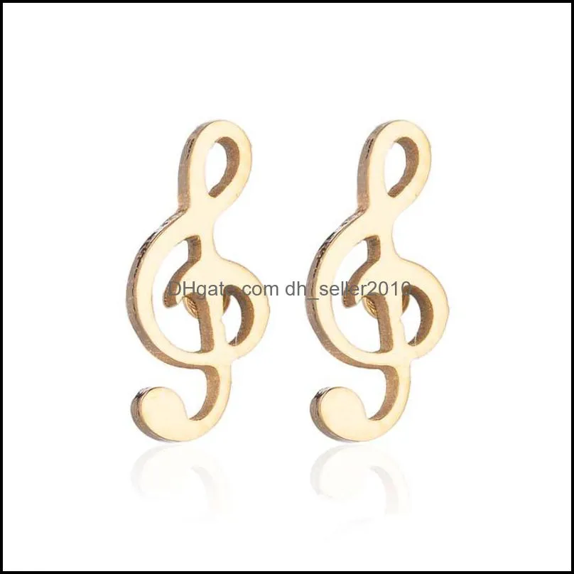 Mini Music Earrings Stainless Steel Lovely Small Ear Studs for Women Charm Musical Note Earring Jewelry gift Brincos Mujer