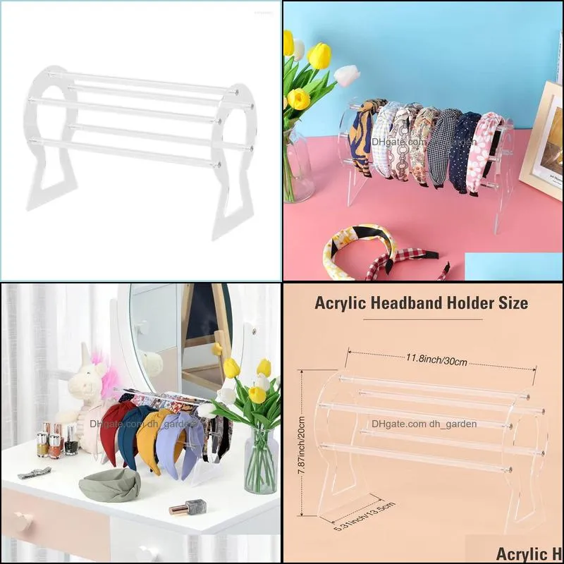 Jewelry Pouches Bags Headband Holder Clear Organizer Acrylic Hair Hoop Display Stand Storage For Women And Girls Brit22