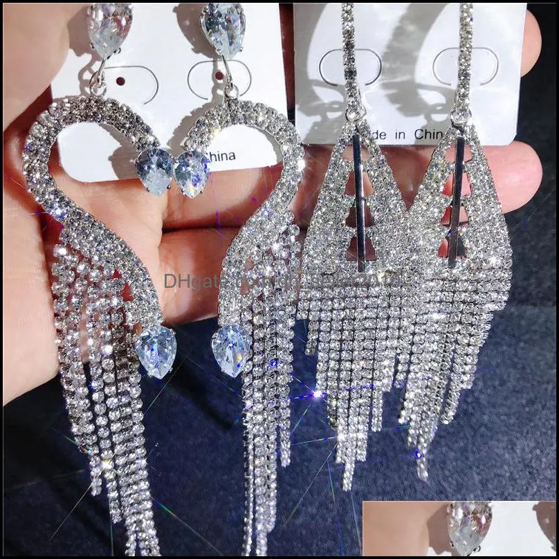 Mix Long Tassel Drop Dangle Earrings Rhinestone Inlaid Claw Chain Earring Women Jewelry Statement Earrings 7 3rc G2B