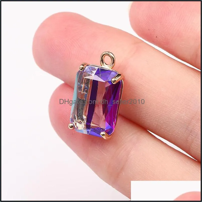 Colorful K9 Crystal Waterdrop Square Pendants For Jewelry Making Diy Earrings Necklace Fashion Charms Jewelry Accessories