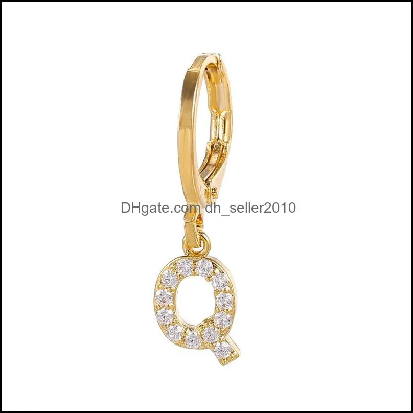 Alphabet Earring Hoop Dangle Fashion Versatile Casual Temperament Crystal Inlay Letter Jewelry Women Ear ClAasp 4 5wb K2