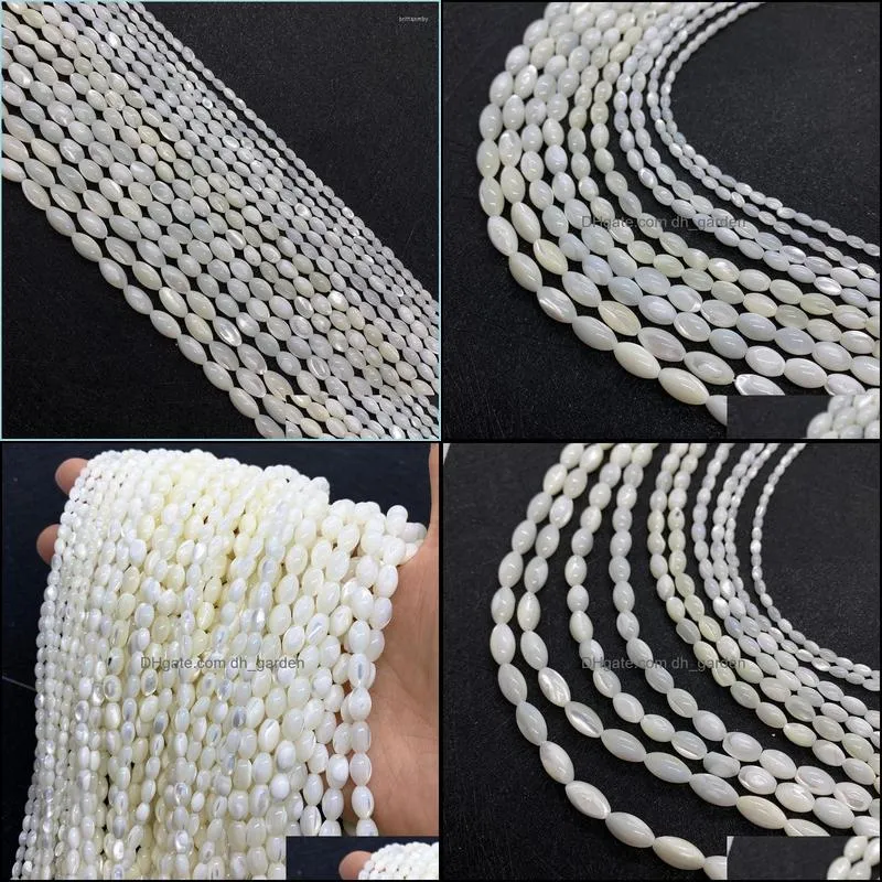 see pic Natural Sea Shell Beads Rice Grain Shape Msee pic-of-pearl Loose For DIY Fashion Ladies Jewelry Necklaces Bracelets Earringssee pic