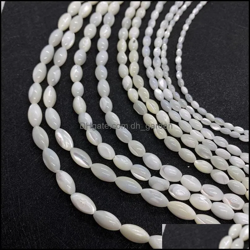 see pic Natural Sea Shell Beads Rice Grain Shape Msee pic-of-pearl Loose For DIY Fashion Ladies Jewelry Necklaces Bracelets Earringssee pic