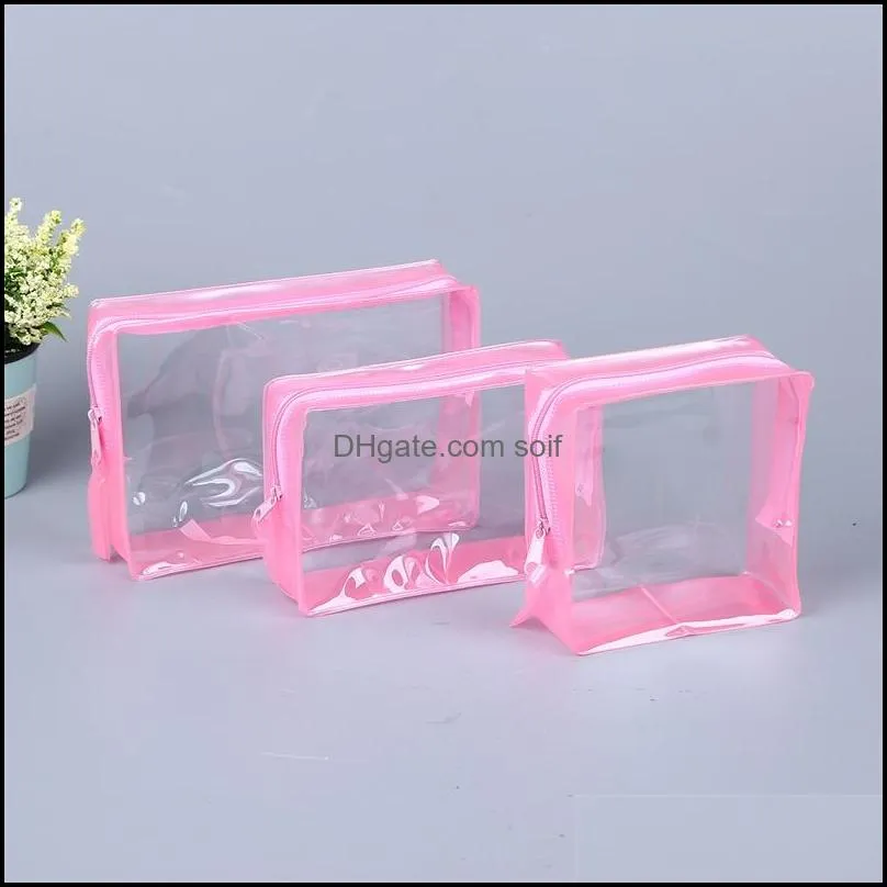 PVC Waterproof Cosmetic Bags Transparent Solid Color Makeup Toiletry Pouch Women Storage Package High Capacity Fashion 2 45xh N2