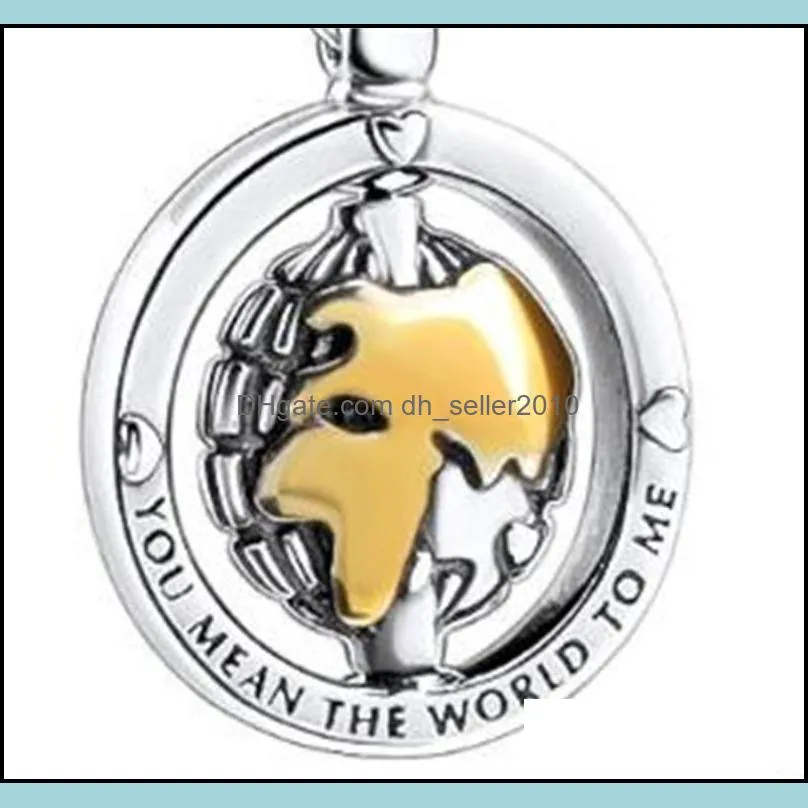 Heart Charms 925 Sterling Silver Spinning World Dangle Charm Fit Original European Charm Bracelet Fashion Women Jewelry