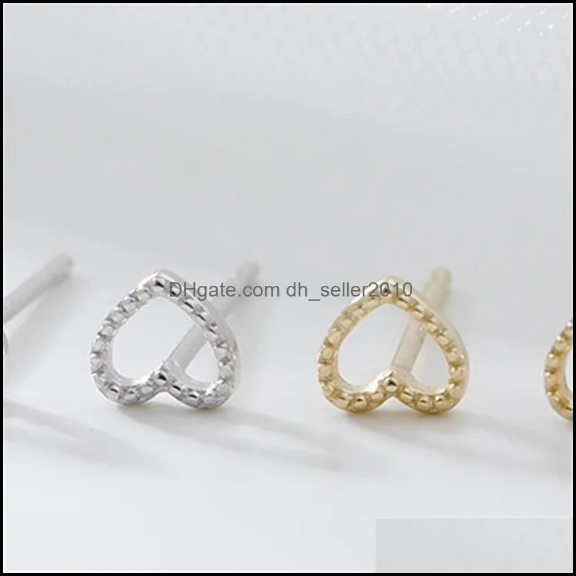 Simple Cute Mini heart-shaped Stud Earrings for Women 925 Sterling Silver love sweet INS Earrings Girl`s Fashion Gift 1441 Q2