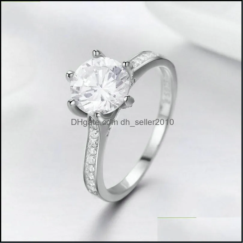 925 Sterling Silver Wedding Ring Princess Square CZ Finger Rings for Women Silver Engagement Jewelry