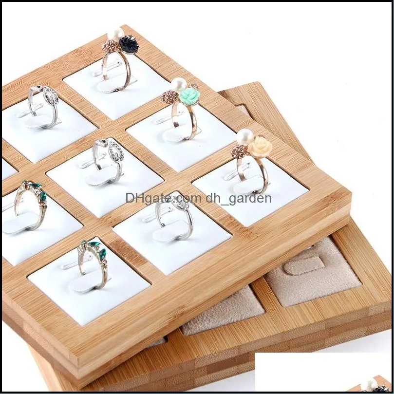 Jewelry Pouches Bags Bamboo Rings Display Stand Holder Accessories Wooden Tray Storage For Teen Girls Room Decorate Brit22