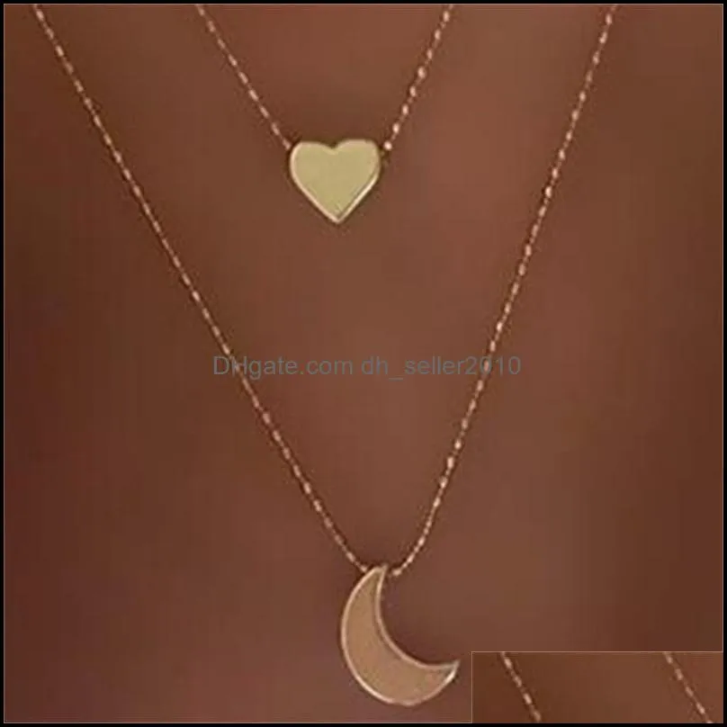 gold plated stars moon necklace love shape pendants chain alloy retro necklaces new pattern jewelry accessories