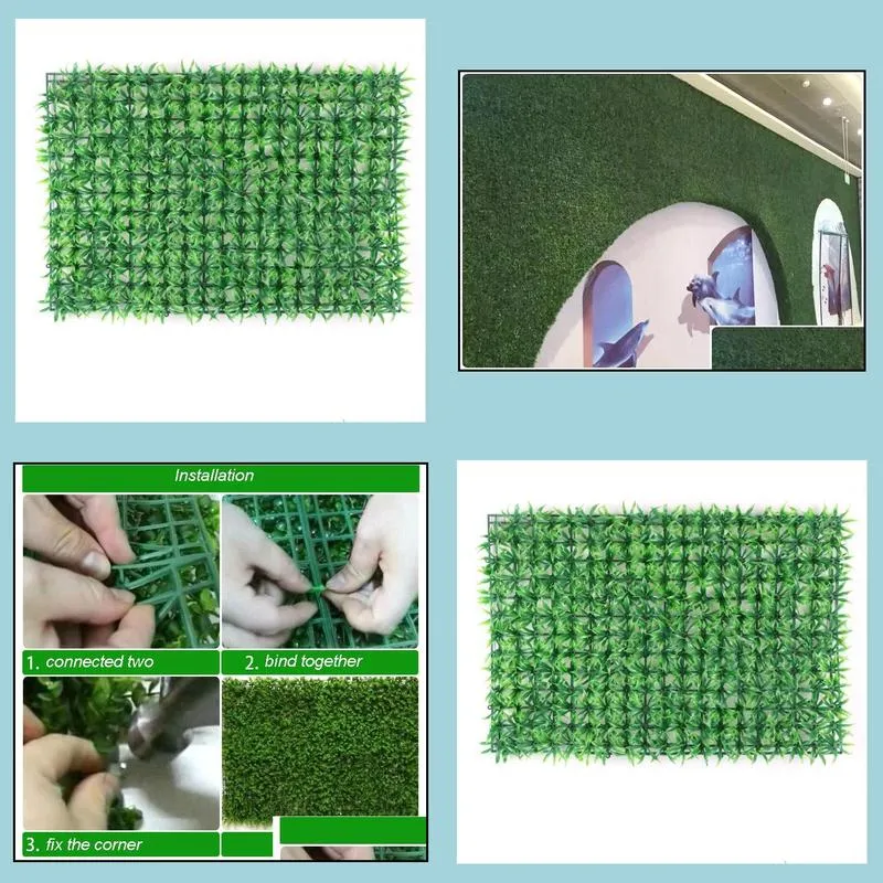 40x60cm artificial grass simulation plant wall plastic grass lawn artificial grass mat indoor background plant wall decoratio