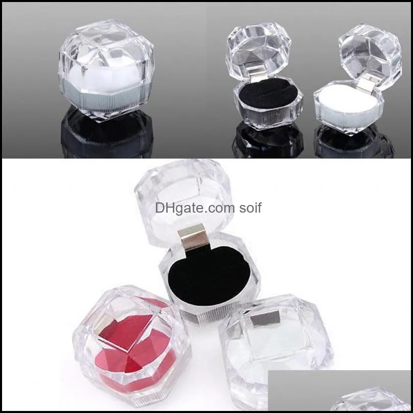 Fashion Acrylic Jewelry Packing Box Womens Ornaments Case Ring Earring Stud Storage Jewels Gift Container 0 3cq L2