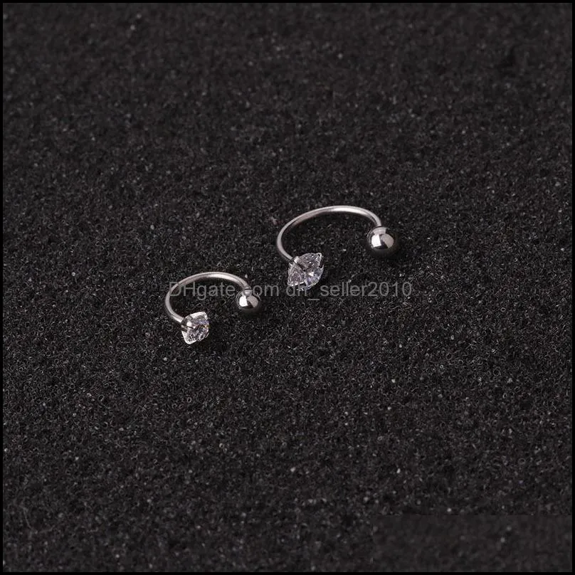 1pc 6/8mm Stainless Steel Zircon Cz Hoop Tragus Cartilage Helix Stud Earring Conch Rook Daith Lobe Ear Screw Piercing Jewelry 1200 Q2