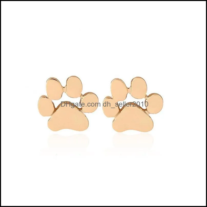 hollow pet cat dog lover paw print stud earrings Puppy Memorial Minimalist earring cute animal footprint gold silver plated earrings 87