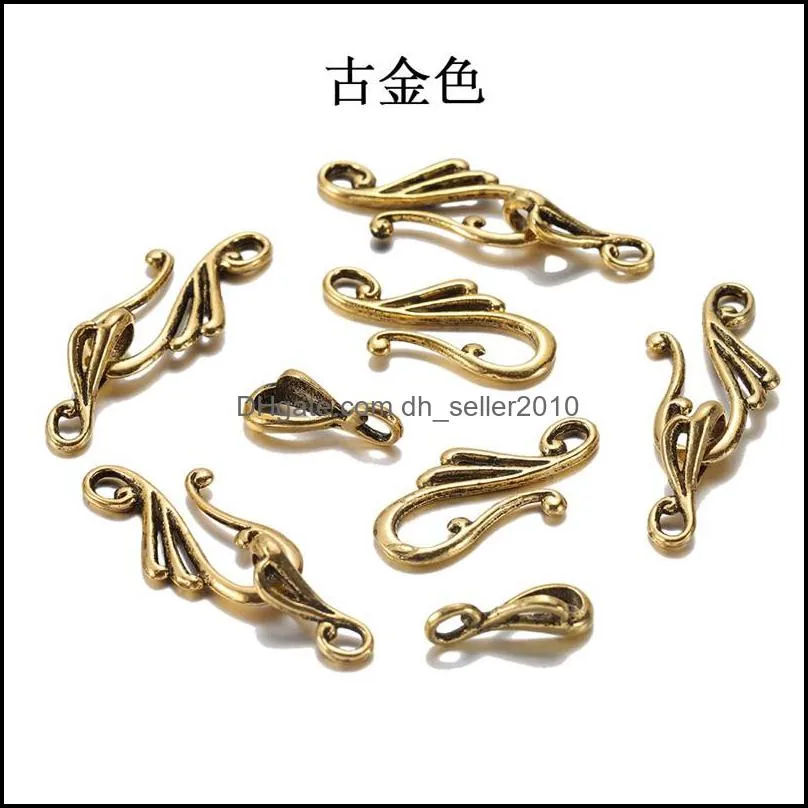 10sets/lot Antique Musical Note Toggle Clasps S Shape Hook Fit Necklace Bracelet for Jewelry Findings Accessories 1561 Q2