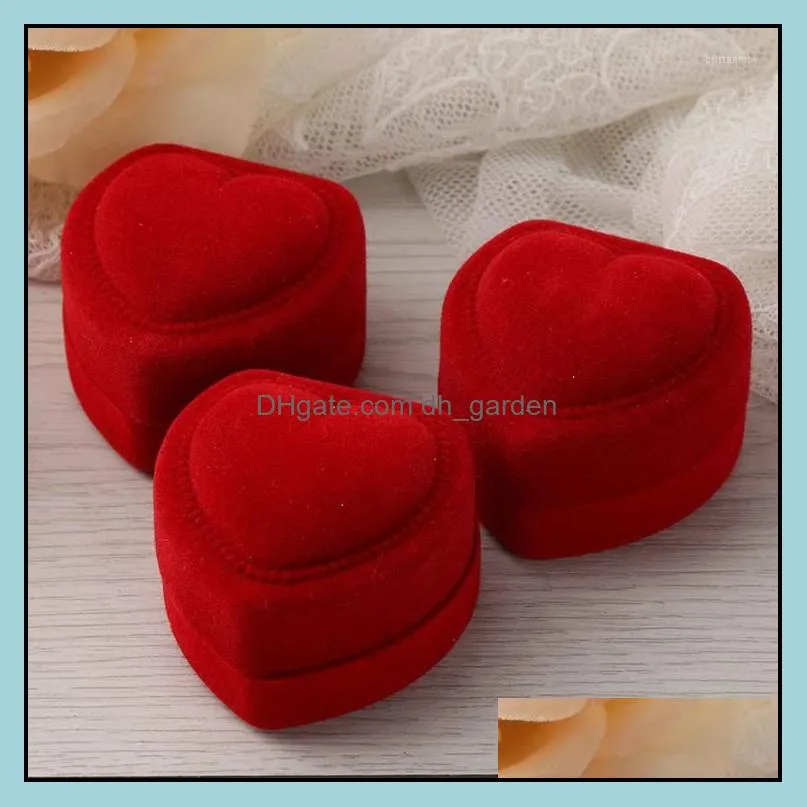 Jewelry Pouches 10pcs Red Engagement Velvet Heart Box Ring Case Wedding Earring Display Cases Holder Boxes Organizer