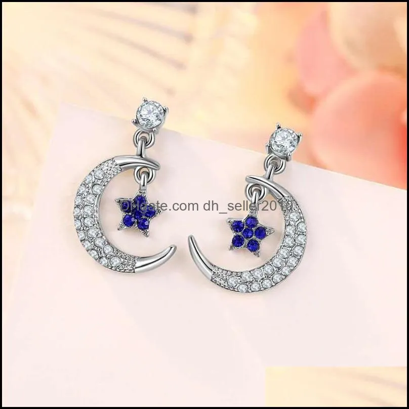 Classics Stud Earrings Star Moon Jewelry Crystal Microinlay Zircon Fashion Anti Allergy Trend Women Eardrop Wedding 4 2nx K2