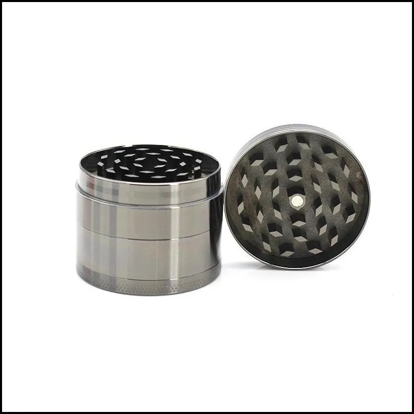 50mm tobacco smoking herb grinders flat 4 layers zinc alloy metal herb grinders 6 colors wholesale